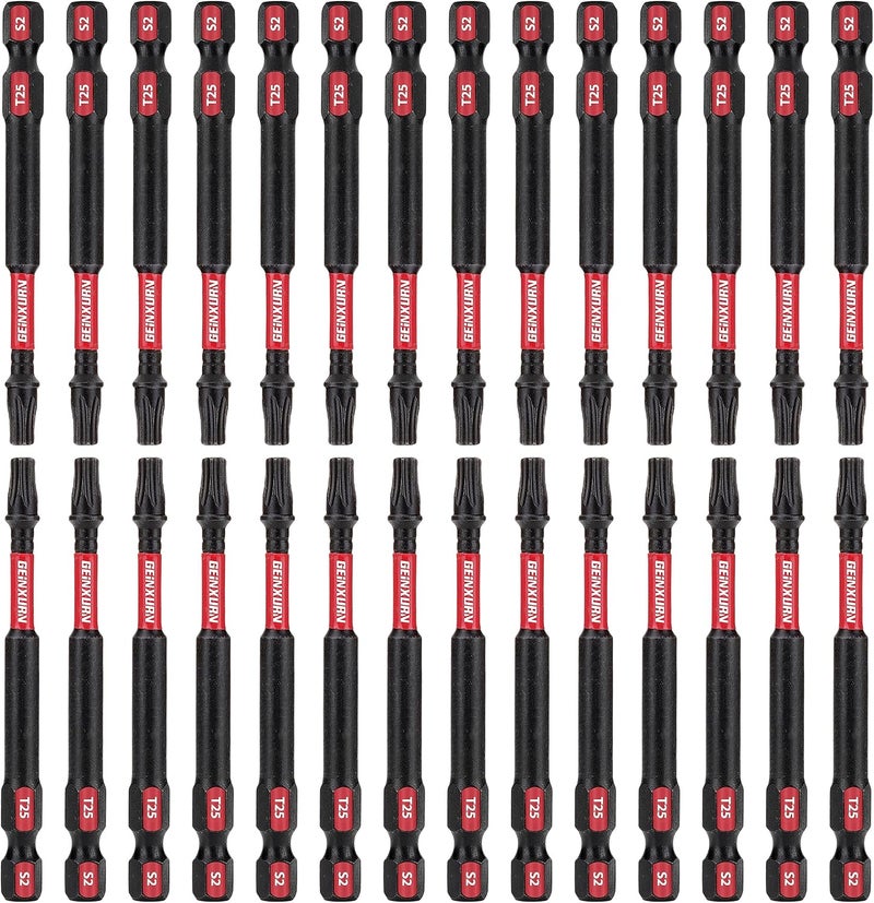GEINXURN 30 Pieces T25 3In. Impact Tough Magnetic #25 Torx Head Power Bits, S2 Alloy Steel T25 Screwdriver Bits Set - Image 1